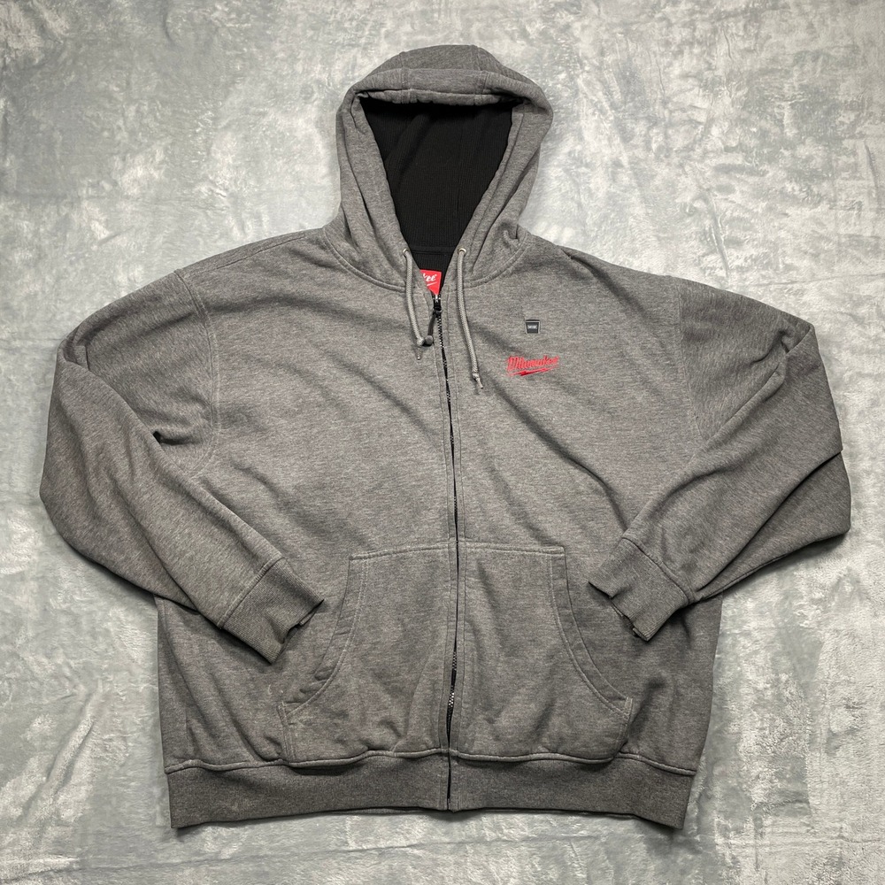 Milwaukee M12 Heated Gear Hoodie Mens XXL Gray Full Zip Waffle Knit No Battery